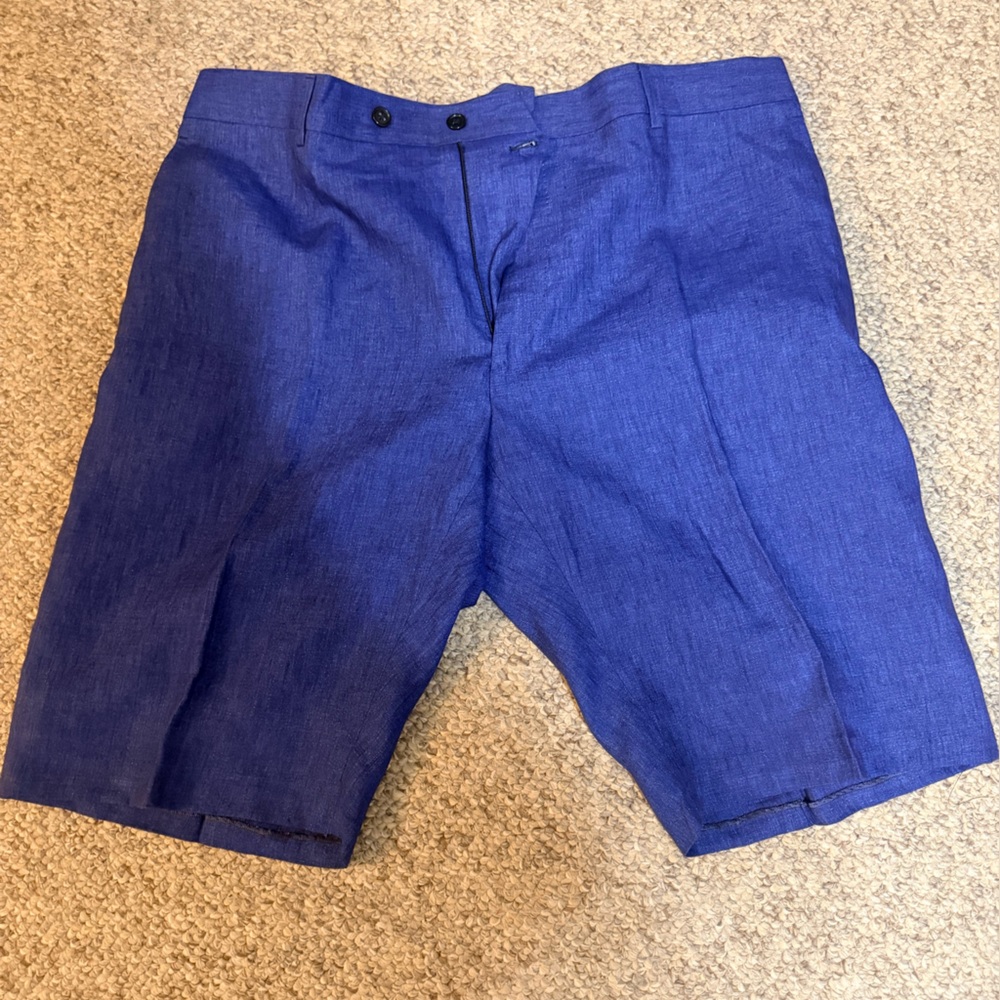 Men's Blue Flat Front Shorts